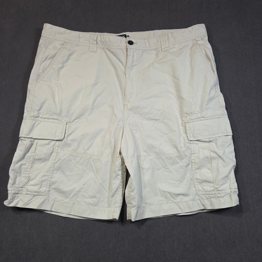 Chaps Cargo Shorts Mens 42 Beige Cotton Relaxed Fit Utility Pockets Outdoor